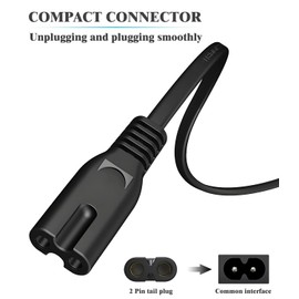 AC Power Cord Fit for HP OfficeJet Pro 4650 6978 8710 8720 4630 8600 8610 8630 8020 5255 5740 5745 6100 6600 6700 9015 9025 and More 2 Prong Printer Power Cable Replacement 6 Feet