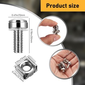 qxayxa 110 Pcs/55 Set Rack Mount Cage Nuts and Rack Screws Kit, M6x20mm Server Rack Screws and Cage Nuts, Rack Mount Server Cabinets Bolts Screws and Washers for Audio Server Shelves Cabinets