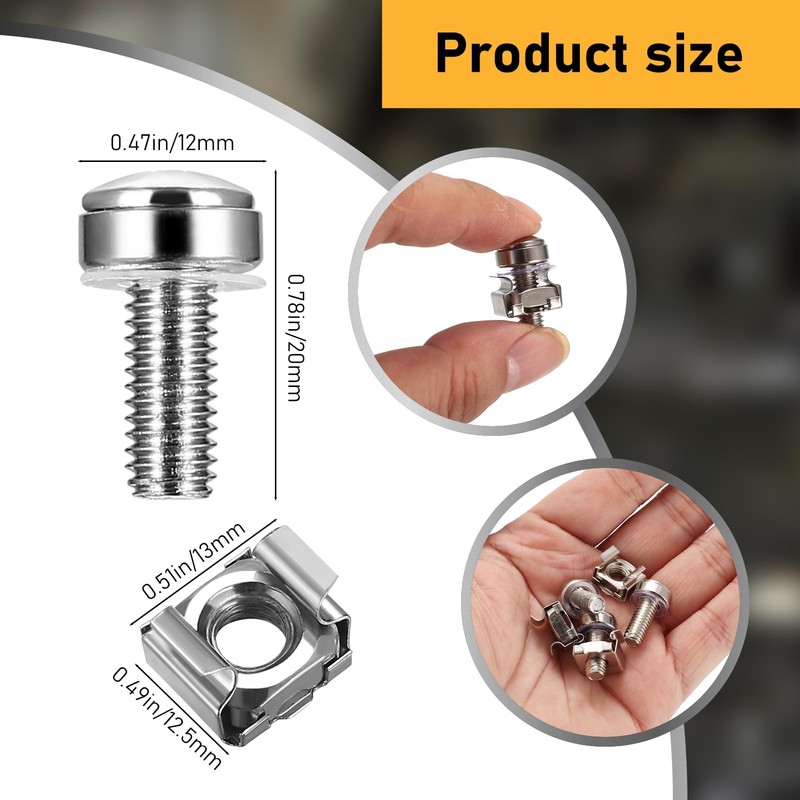 qxayxa 110 Pcs/55 Set Rack Mount Cage Nuts and Rack