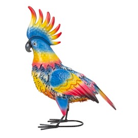 Lifestyle & More Modern Garden Figurine Garden Sculpture Cockatoo Metal Multi-Coloured Height 38 cm Width 30 cm