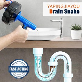Kit de barrena de serpiente de drenaje de 33 pies, serpiente de fontanería resistente, manual o eléctrico con retracción automática/alimentación, para cocina, baño, ducha y desagüe de piso, incluye