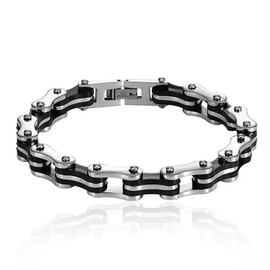 Caiyao Punk Stainless Steel Bike Chain Motorcycle Bracelet for Biker Men Heavy Rock Bicycle Link Chain Wristband Bangle Party Jewelry Birthday Gift, Metal, stainless-steel