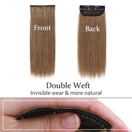 SEGO Clip in Hair Extensions Real Human Hair Short 10 Inch Hairpiece Human Hair Toppers for Women With Thinning Hair Adding Hair Volume -1 Pcs 15g #06 Light Brown