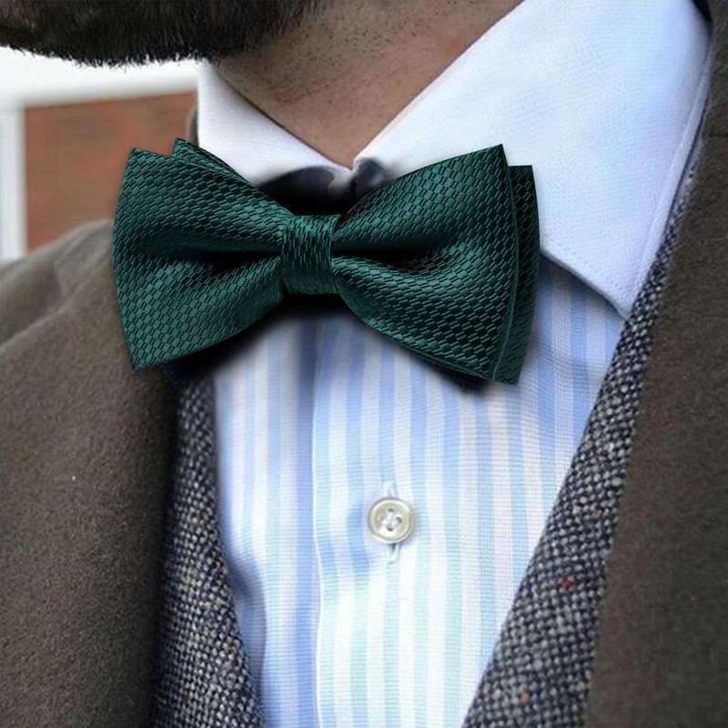 Barry.Wang Emerald Green Bow Ties for Men Pre-tied Bow Tie