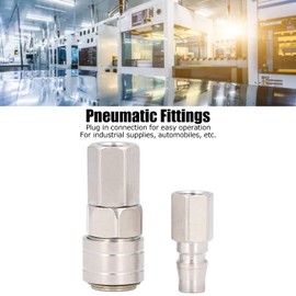 Quick Connect Air Coupler, Air Coupler Stainless Steel Type C Self Locking Quick Connect Pneumatic Hose Fittings, Plumbing Hoses (Self-locking quick connect 1/4 inner wire)