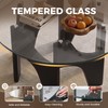 Round Glass Coffee Table, 29.5'' Mid Century Center Table, Black