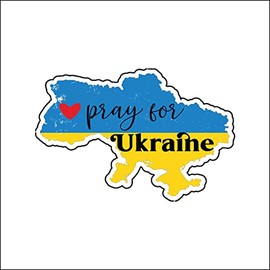 Car Bumper Sticker Magnet Sign - 5x4 in. Refrigerator Tool Box Magnets for Support Pray for Ukraine Country Flag Map