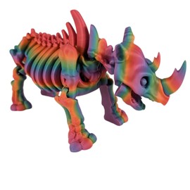 Skeleton Rhino Figurine – Articulated Desk Fidget for Teens & Adults – Paleo-Inspired Collectible & Stress Relief – 3D Printed in Canada