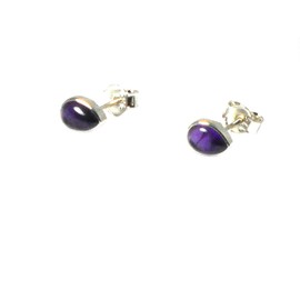 Purple AMETHYST pear shaped Sterling Silver Gemstone Stud Earrings 925-5 x 7 mm