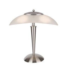 Aspen Creative, Satin Nickel 40108-8, 17 3/4" High Modern Metal Desk Touch Sensor, Finish with Glass Lamp Shade, 16 1/2" Wide