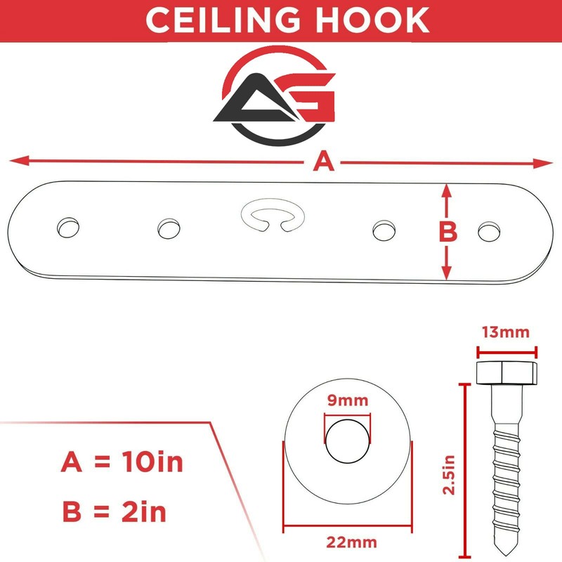 PUNCH BAG CEILING HOOK by Athletics Gear | 18-guage Heavy