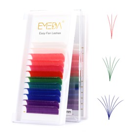 EMEDA Coloured Self-Fanning Eyelash Extensions, 8 Colourful Easy Fan Lashes, 13 mm, D Curl, White, Rose, Pink, Red, Green, Emerald Blue, Purple Eyelash Extension, 3D, 6D, 10D Self Fan Lashes (0.07 D 13 mm)