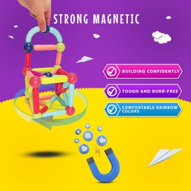 GemPrime Goods Magnet Sticks and Balls Set - Magnetic Balls and Rods Set for 3+ Year Old Kids – STEM Toys for Montessori Education of Boys and Girls – to Create, Construct and Innovate (100Pcs)