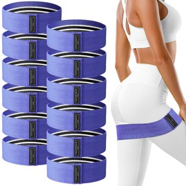 12 Pcs Fabric Resistance Bands for Working Out Booty Workout Stretch Exercise Bands Non Slip for Legs Squat Resistance Loop for Women Men Starter Butt Hip Thigh Fitness (Dark Purple,Heavy Resistance)