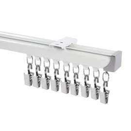 Encreese Ceiling Curtain Track Set - Ceiling Mounted Heavy-duty Curtain Rods Room Divider Curtain Rails Sliding Curtain Poles Set with Clips for Living Room Bedroom RV Shower Outdoor, White 18ft