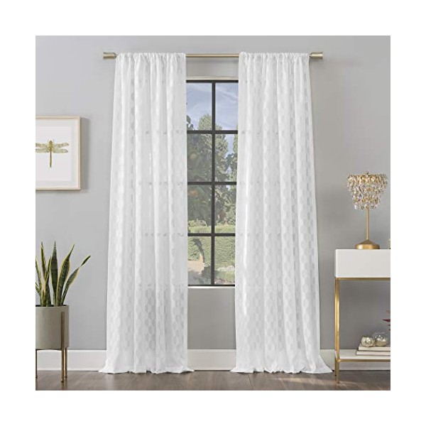 Scott Living Verge Geometric Clipped Jacquard Semi-Sheer Rod Pocket Curtain