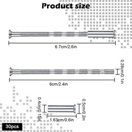 M3 Door Handle Fixing Screws and Sleeves – 30 Sets Nickel-Plated Bolt Through Fixings for Doors, Cabinets, and Drawers