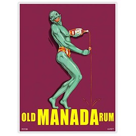 Gallery Prints - Old Manada Rum Poster Marseille France Circa 1930 - Measures 24" high x 18" Wide (610mm high x 458mm Wide)