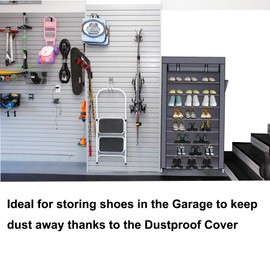 Mytunes 10 Tiers Shoe Rack with Dustproof Cover Closet Shoe Storage Cabinet Organizer (Dark Brown) …