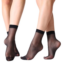 MANZI Nylon Sheer Socks For Women Ankle High Stockings Pantyhose Hosiery Trouser Socks Women 12 Pairs