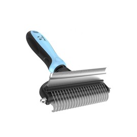 Pet Neat Cat & Dog Brush for Shedding - Dog Shedding Brush for Pet Grooming Tools - Double Coat Dog Brushes for Grooming - 2 in 1 Dog Deshedding Brush & Undercoat Rake for Dogs - Cat Hair Brush Deshedder(Blue)