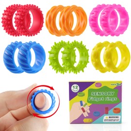 Hbaid Fidget Rings - 12pcs Sensory Finger Toys for Calming Focus & Anxiety Relief | Fidget Toys for Kids and Adults | Portable Durable Non-Toxic Fidget Toys for Classroom Office Use 8+4 Pcs