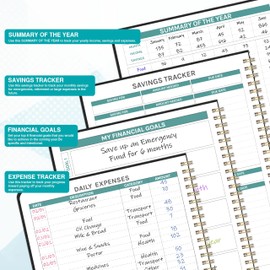 Budget Planner - Budget Book with Bill Organizer and Expense Tracker, 8" x 10", 12 Month Undated Finance Planner/Account Book to Take Control of Your Money, Start Anytime, Black