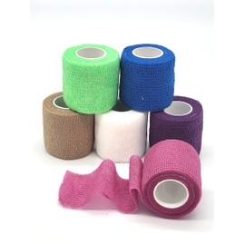 Self Adhesive Bandage Wrap 2 Inch x 5 Yards - Breathable Athletic Cohesive Bandage for Sports Injury, Ankle, Knee and Wrist Sprains (Pack of 6, Rainbow)