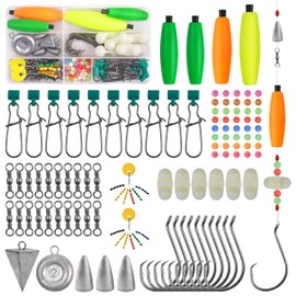 Saltwater Catfish Rig Accessories Tackle Kit, 97pcs Surf Fish Finder Rigs Include Pyramid Sinker Bottom Rig Circle Hooks Sinker Slides Peg Floats Fishing Saltwater Tackle Kit
