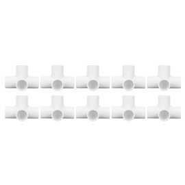 Pack of 10 4-Way PVC Fitting, Angle Pipe Connector, 4-Way PVC Connector, 25 mm Inner Diameter, Pipe Fittings for Water Pipes and Furniture (White)
