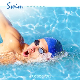 SANOHRA swim Ohrstöpsel - wasserdichte Ohrenstöpsel zum Schwimmen - wiederverwendbar - 1 Paar - für Erwachsene (GB/F/ES/IT)