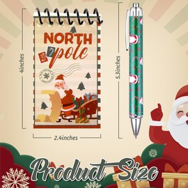 Yexiya 32 Pcs North Pole Christmas Mini Notepads with Pens Bulk Set Small Christmas Spiral Notebooks Vintage Santa Memo Pad Holiday Ballpoint Pens for Xmas Holiday Party Stocking Fillers Gifts Prizes