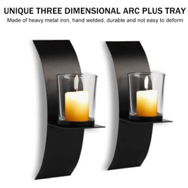 TOPINCN Candelero Montado en la Pared, 2 Juegos de Bandeja de Velas de Diseño de Clásico Tridimensional de Hierro, Decoración de Candelabros de Velas para Dormitorio