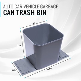 HAUSSIMPLE Car Trash Can - Spill Proof Plastic Garbage Bin Litter Waste Basket Organizer 1.4 Gallon with Stability Flap for Cars and Trucks (2, Gray with Trash Bags)