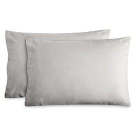 Bare Home Standard Flannel Pillowcase Set - 100% Cotton - Velvety Soft Heavyweight - Double Brushed Flannel (Standard Pillowcase Set of 2, Light Grey)
