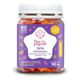 Flor de Jaguar | DFN Gummies 180 g | Gomitas con Probióticos + Vitaminas y Minerales | Sabor mandarina, uva y fresa | Cuida y mejora tus defensas | Para niños y adultos.