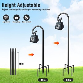 Surprizo Shepherd Hook for Outdoor, Heavy Duty Bird Feeder Pole with 5 Prong Base, Adjustable Height Bird Feeder Stand Ideal for Hanging Bird Feeders, Plant, and Garden Decorations