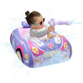 Toddler Pool Float with Water Gun Kids Baby Pool Float Car Floaties for Toddlers 1-3 Heavy Duty Baby Swimming Floaties with Water Cannon Gun Kids 3-5 Inflatable Ride-on for Boys Girls