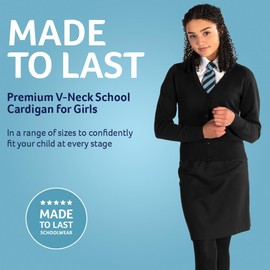 Trutex Girls Marl Grey V Neck Cardigan - 100% Cotton School Uniform Cardigans Size M - Age 14 Years - Chest 34-36"