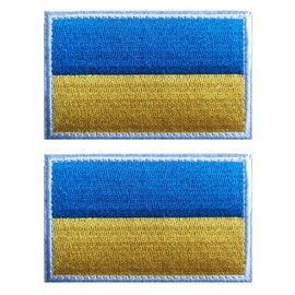 2 PCS AliPlus Ukraine Flag Patches Embroidered Tactical Military Morale Patch Applique Fastener Hook and Loop