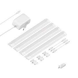 ledscom.de Siris LED Under-Unit Light Matt White with Motion Sensor Flat 30 cm Each 370 lm White Set of 4