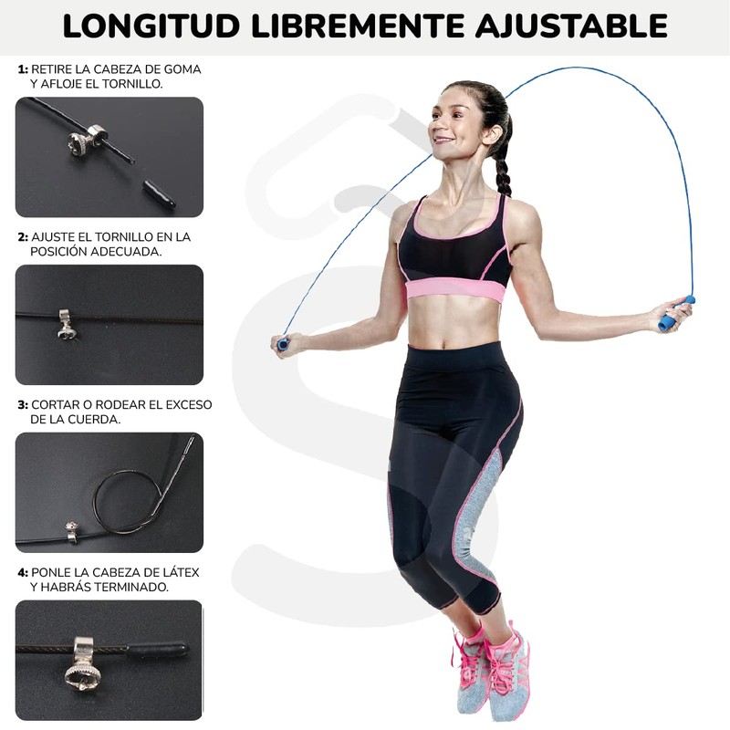 Cuerda para saltar crossfit box salto rapido tamaño ajustable mangos