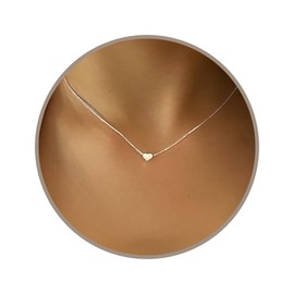 Annika Bella Sterling Silver Heart Necklace, Length 15-17 Inches, 925 Silver Charm Short Necklaces for Women, Teens, and Girls, Minimal Waterproof Hearts Jewelry