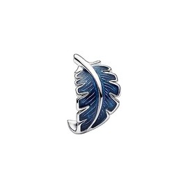 Ouroyea Blue curved feather Charm 925 Sterling Silver Pendant,Jewelry Beads Gifts for Women Bracelet&Necklace