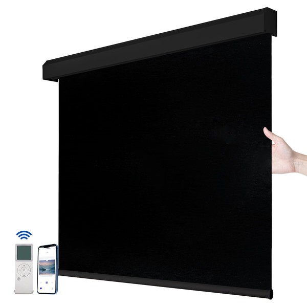 Kerxwerd Motorized Roller Blind with Remote, 100% Blackout Electric Window
