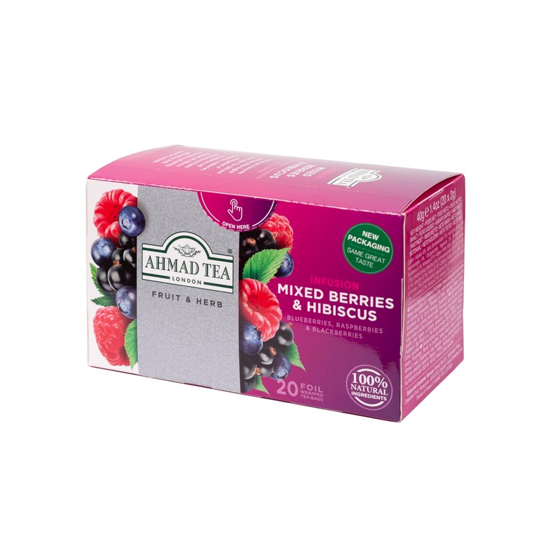 Ahmad Tea Herbal Tea, Mixed Berries & Hibiscus Teabags, 20