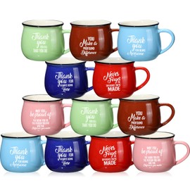 Tioncy 12 Pcs 14oz Thank You Gift Mugs Thanksgiving Appreciation Gift for Women Men Teacher Christmas Gift Inspirational Mugs Gift for Employee Coworkers Retirement Nurses Volunteer Assistant
