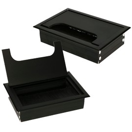 KOTARBAU® Set of 2 Aluminium Cable Grommets 120 x 80 mm for Furniture Black Cable Box Cable Pass Square Anodised
