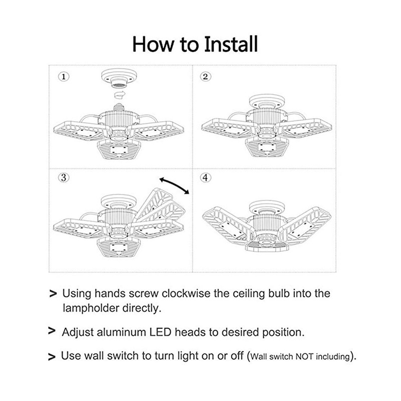 E27/E26/B22 LED Folding Garage Light 60W Radar Light Sensation Deformable