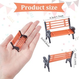 2 Pcs Brown Miniature Park Bench Set, Mini Park Street Seats Bench Chairs Kit Dollhouse Furniture Accessories for Fairy Garden Decor